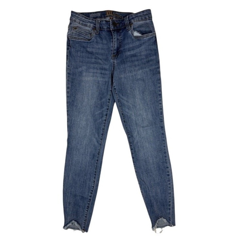 Kut from the Kloth Womens Size 4 Skinny Jeans Blue Medium Wash Raw‎ Frayed Hem